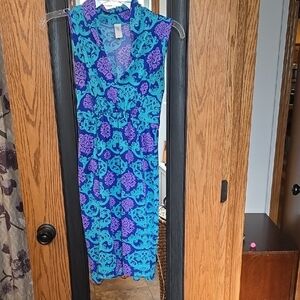 Vibrant Blue and Purple Sleeveless Dress